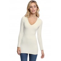T-shirt long col V manches longues en modal SYLVIA10