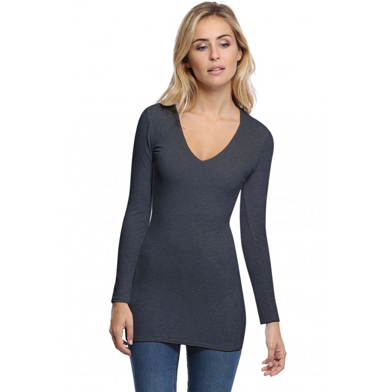 T-shirt long col V manches longues en modal SYLVIA10 T-shirt long col V manches longues en modal SYLVIA10
