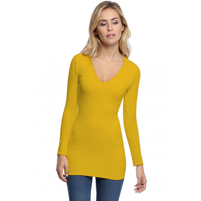 T-shirt long col V manches longues en modal SYLVIA10 T-shirt long col V manches longues en modal SYLVIA10