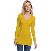 T-shirt long col V manches longues en modal SYLVIA10