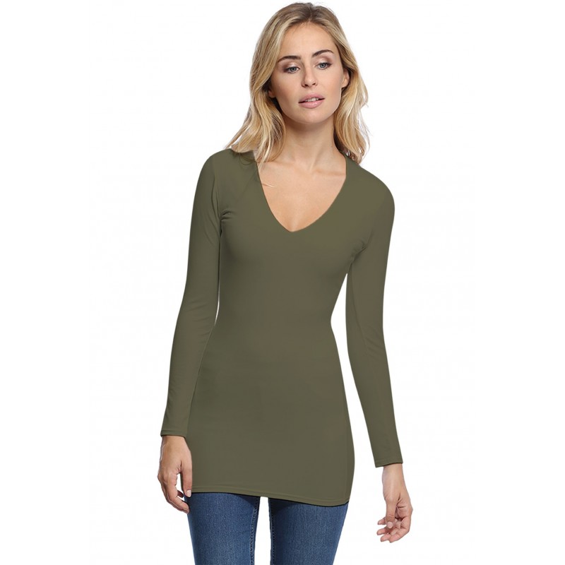T-shirt long col V manches longues en modal SYLVIA10 T-shirt long col V manches longues en modal SYLVIA10