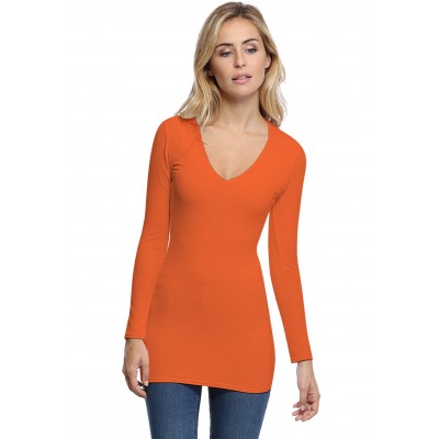 T-shirt long col V manches longues en modal SYLVIA10