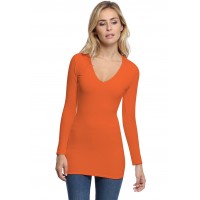 T-shirt long col V manches longues en modal SYLVIA10
