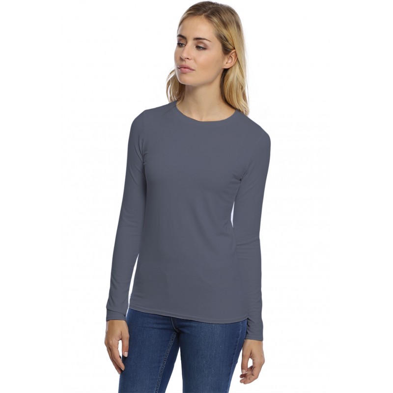T-shirt coupe droite col ras du cou manches longues en modal SACHA05 T-shirt coupe droite col ras du cou manches longues en modal SACHA05