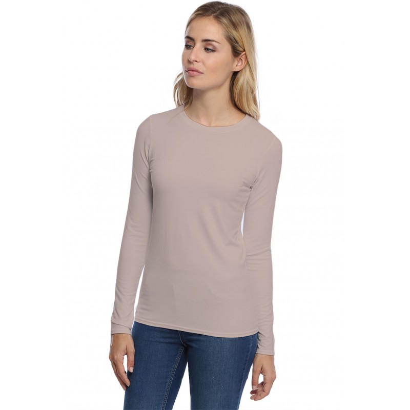 T-shirt coupe droite col ras du cou manches longues en modal SACHA05 T-shirt coupe droite col ras du cou manches longues en modal SACHA05