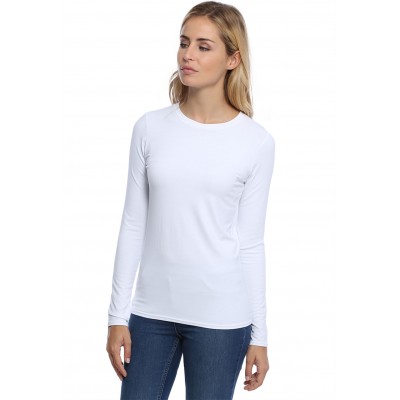 T-shirt coupe droite col ras du cou manches longues en modal SACHA05