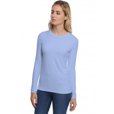 T-shirt coupe droite col ras du cou manches longues en modal SACHA05