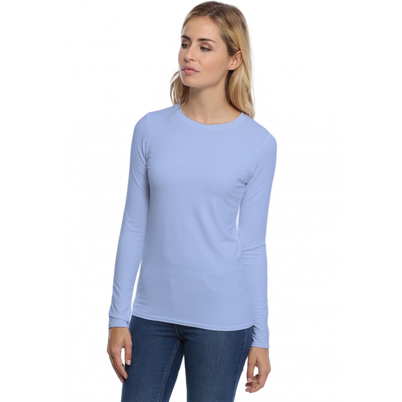 T-shirt coupe droite col ras du cou manches longues en modal SACHA05 T-shirt coupe droite col ras du cou manches longues en modal SACHA05