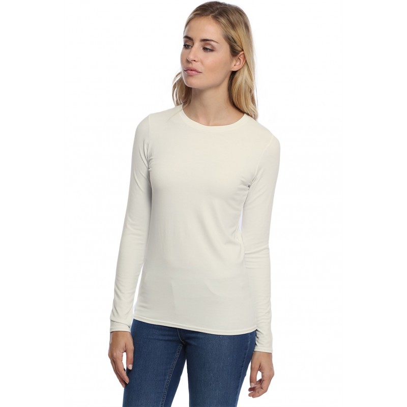 T-shirt coupe droite col ras du cou manches longues en modal SACHA05 T-shirt coupe droite col ras du cou manches longues en modal SACHA05