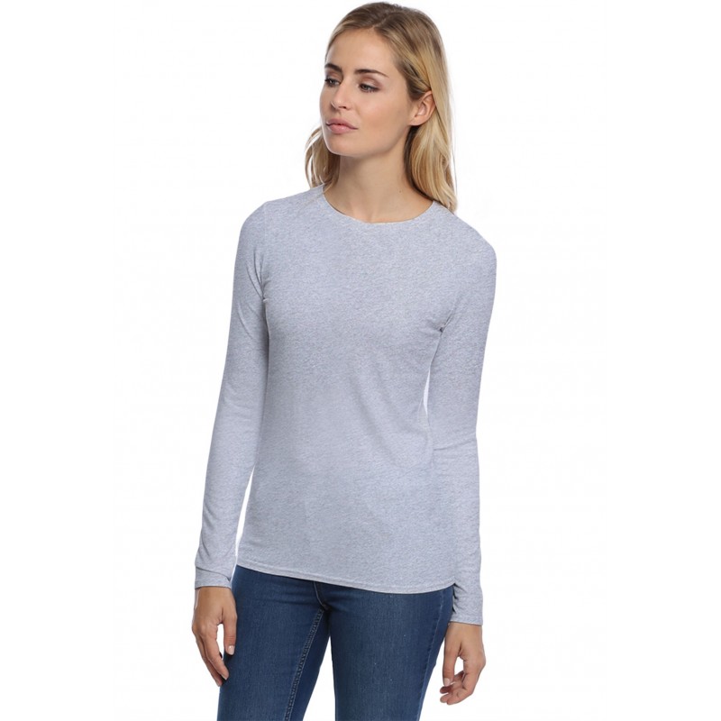 T-shirt coupe droite col ras du cou manches longues en modal SACHA05 T-shirt coupe droite col ras du cou manches longues en modal SACHA05