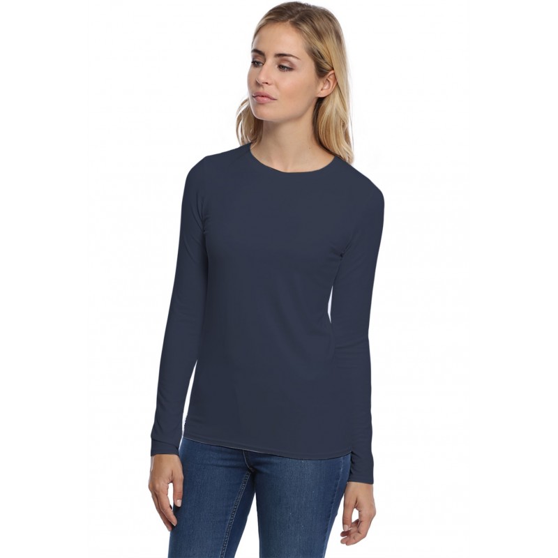 T-shirt coupe droite col ras du cou manches longues en modal SACHA05 T-shirt coupe droite col ras du cou manches longues en modal SACHA05