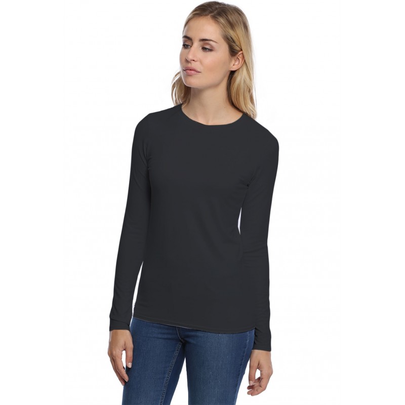 T-shirt coupe droite col ras du cou manches longues en modal SACHA05 T-shirt coupe droite col ras du cou manches longues en modal SACHA05