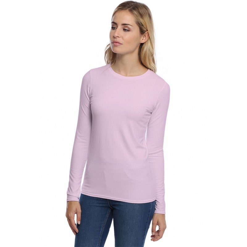 T-shirt coupe droite col ras du cou manches longues en modal SACHA05 T-shirt coupe droite col ras du cou manches longues en modal SACHA05