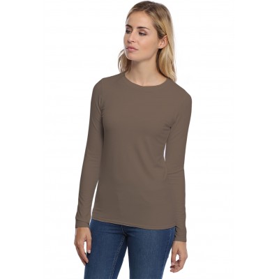T-shirt coupe droite col ras du cou manches longues en modal SACHA05