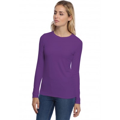 T-shirt coupe droite col ras du cou manches longues en modal SACHA05