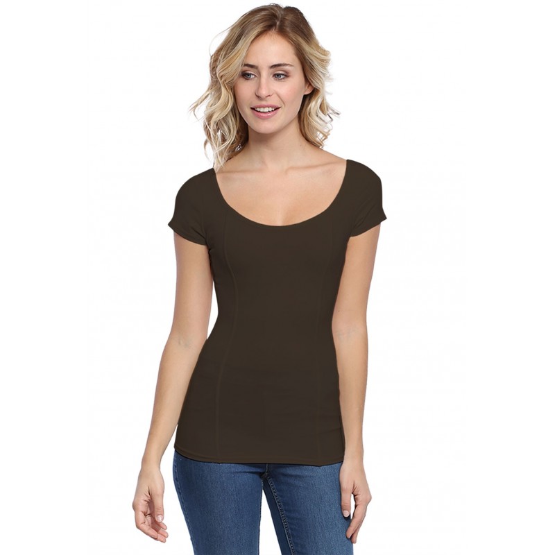 T-shirt avec surpiqures manches courtes en modal CATE02