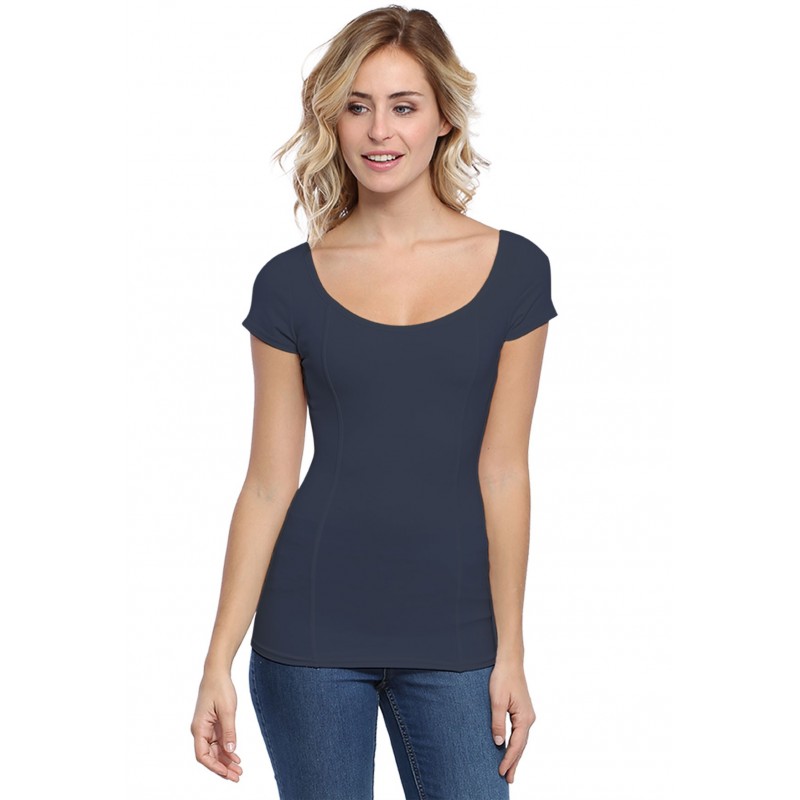T-shirt avec surpiqures manches courtes en modal CATE02 T-shirt avec surpiqures manches courtes en modal CATE02