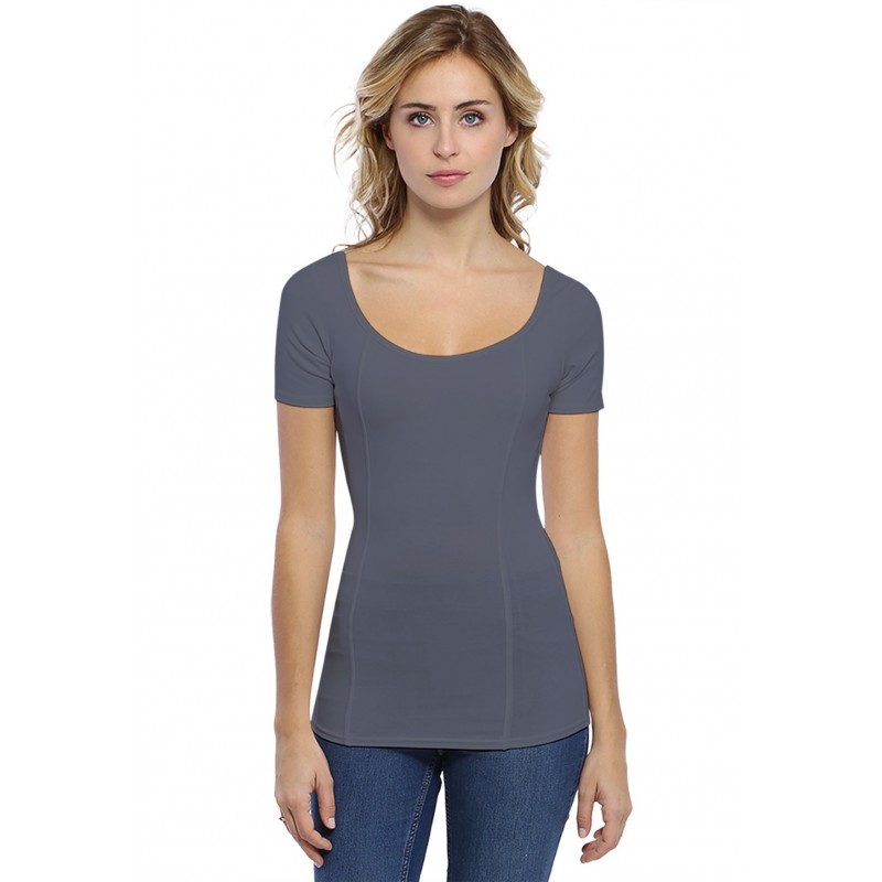 T-shirt avec surpiqures manches courtes en modal CATE03 T-shirt avec surpiqures manches courtes en modal CATE03