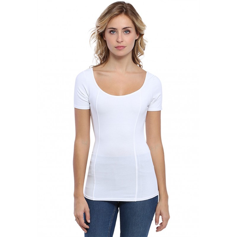 T-shirt avec surpiqures manches courtes en modal CATE03 T-shirt avec surpiqures manches courtes en modal CATE03