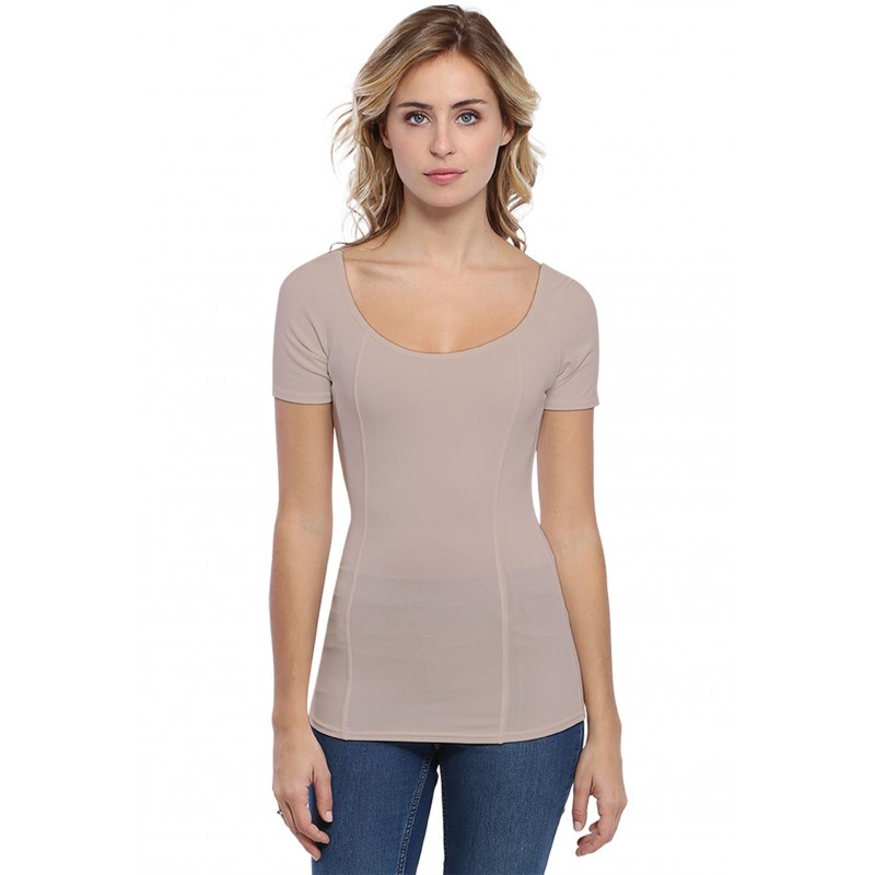 T-shirt avec surpiqures manches courtes en modal CATE03 T-shirt avec surpiqures manches courtes en modal CATE03