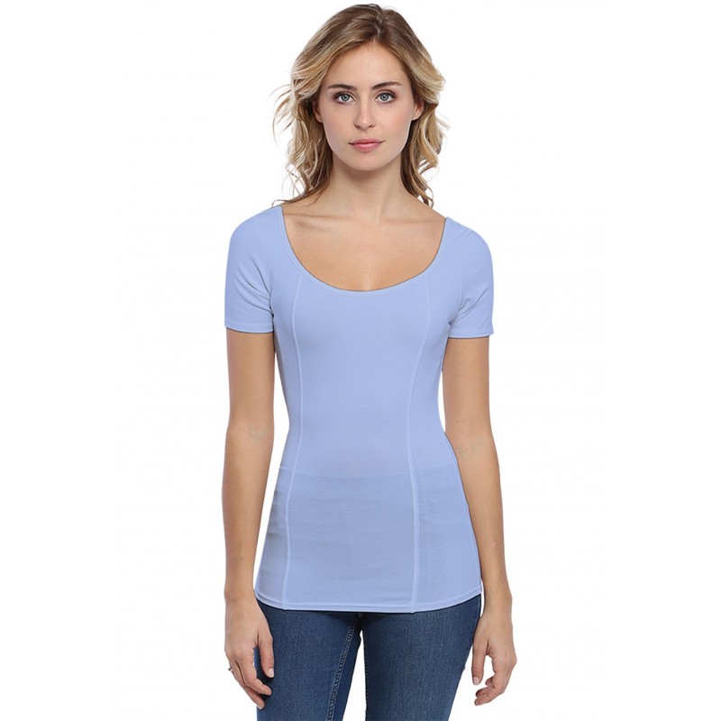 T-shirt avec surpiqures manches courtes en modal CATE03 T-shirt avec surpiqures manches courtes en modal CATE03