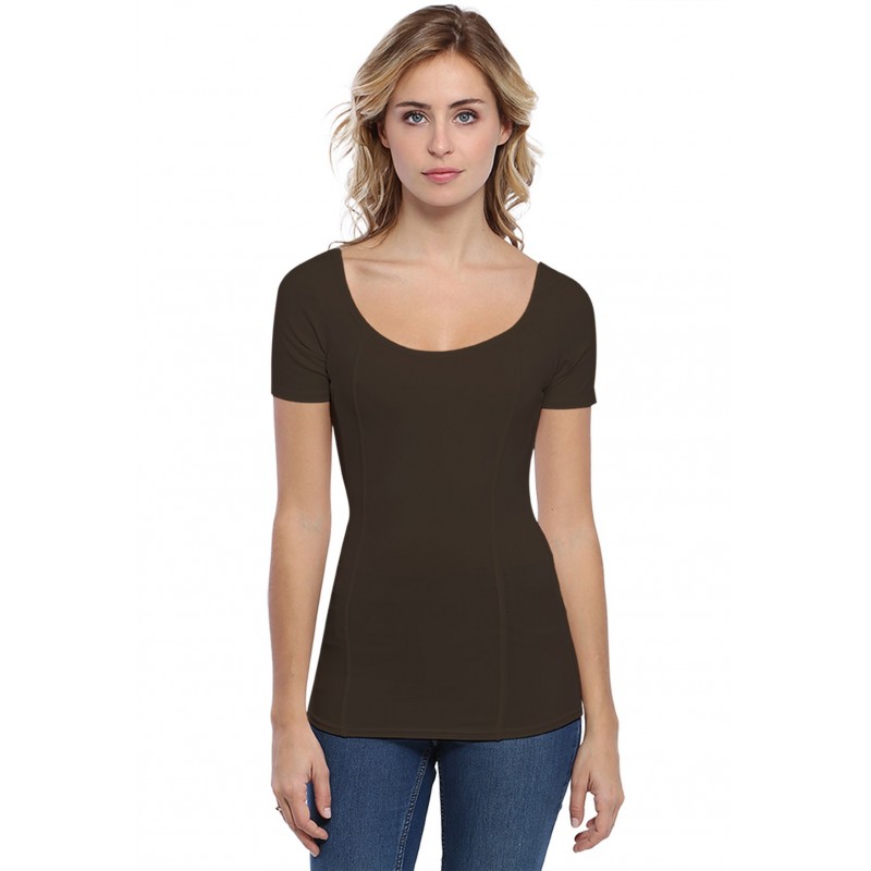 T-shirt avec surpiqures manches courtes en modal CATE03 T-shirt avec surpiqures manches courtes en modal CATE03