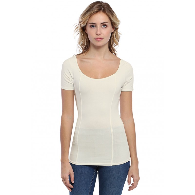 T-shirt avec surpiqures manches courtes en modal CATE03 T-shirt avec surpiqures manches courtes en modal CATE03