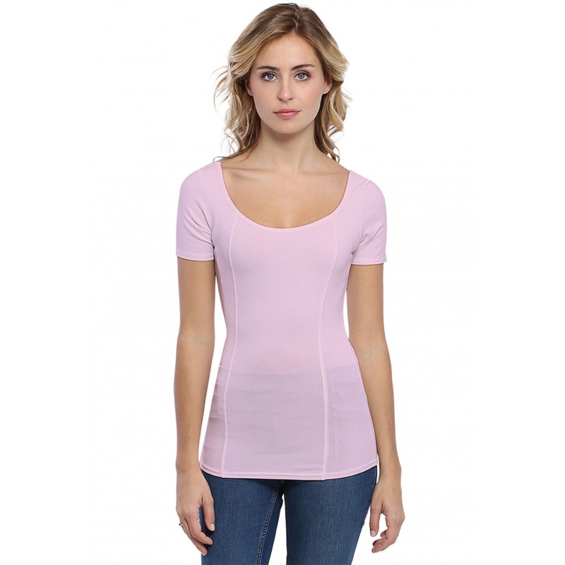 T-shirt avec surpiqures manches courtes en modal CATE03 T-shirt avec surpiqures manches courtes en modal CATE03