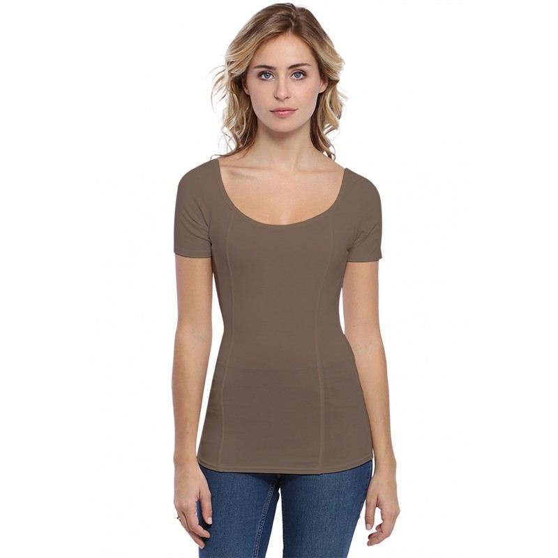 T-shirt avec surpiqures manches courtes en modal CATE03 T-shirt avec surpiqures manches courtes en modal CATE03