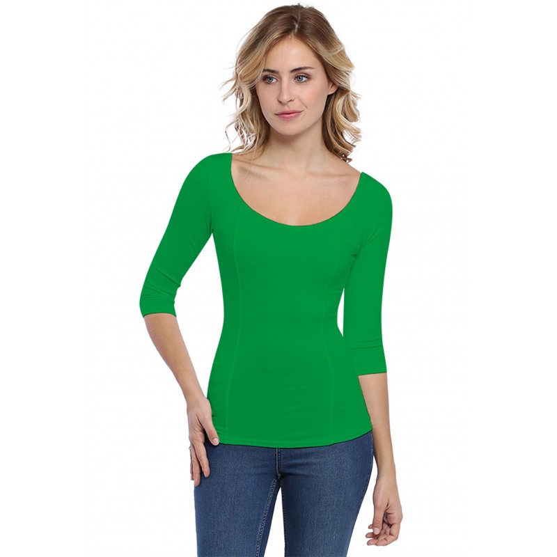 T-shirt avec surpiqures manches 3-4 en modal CATE04 T-shirt avec surpiqures manches 3-4 en modal CATE04