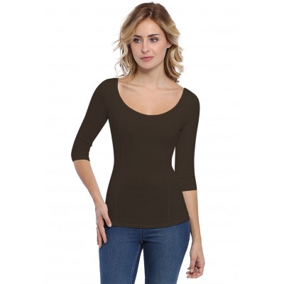T-shirt avec surpiqures manches 3-4 en modal CATE04