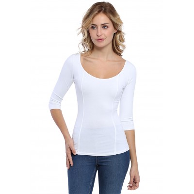 T-shirt avec surpiqures manches 3-4 en modal CATE04