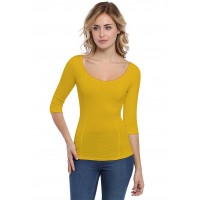 T-shirt avec surpiqures manches 3-4 en modal CATE04