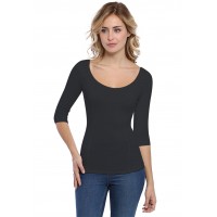 T-shirt avec surpiqures manches 3-4 en modal CATE04
