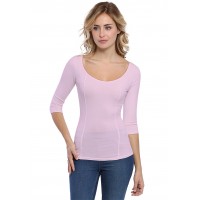 T-shirt avec surpiqures manches 3-4 en modal CATE04