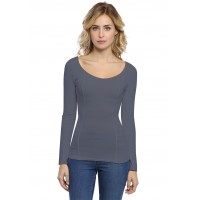 T-shirt avec surpiqures manches longues en modal CATE05