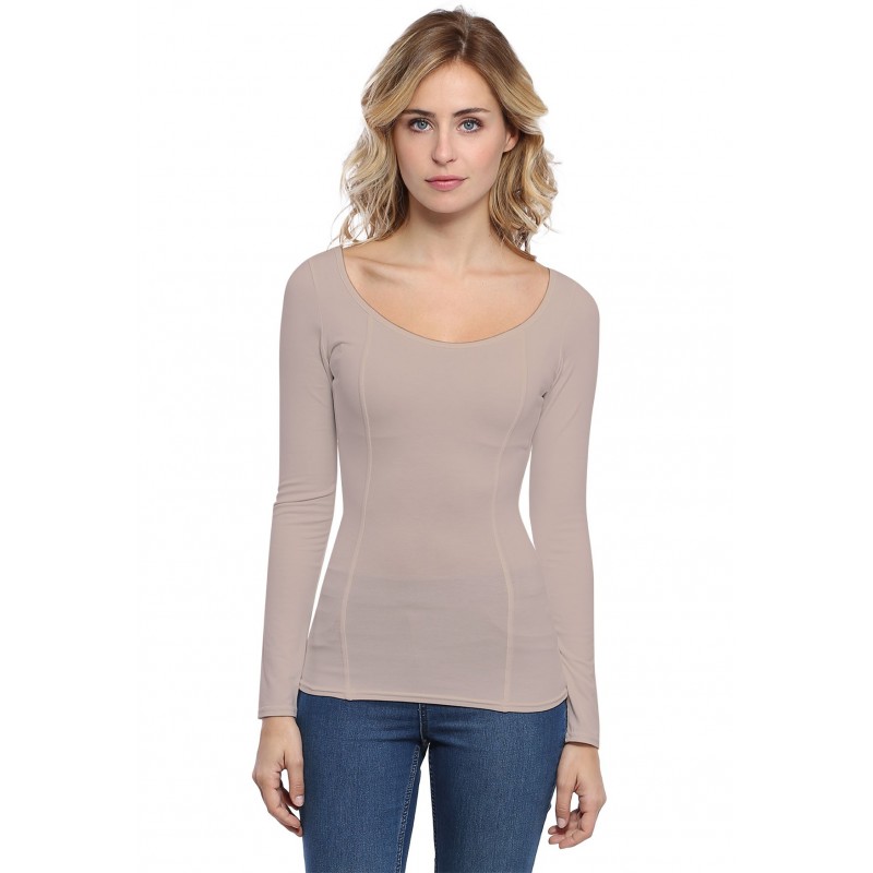 T-shirt avec surpiqures manches longues en modal CATE05 T-shirt avec surpiqures manches longues en modal CATE05
