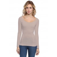 T-shirt avec surpiqures manches longues en modal CATE05
