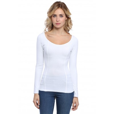 T-shirt avec surpiqures manches longues en modal CATE05