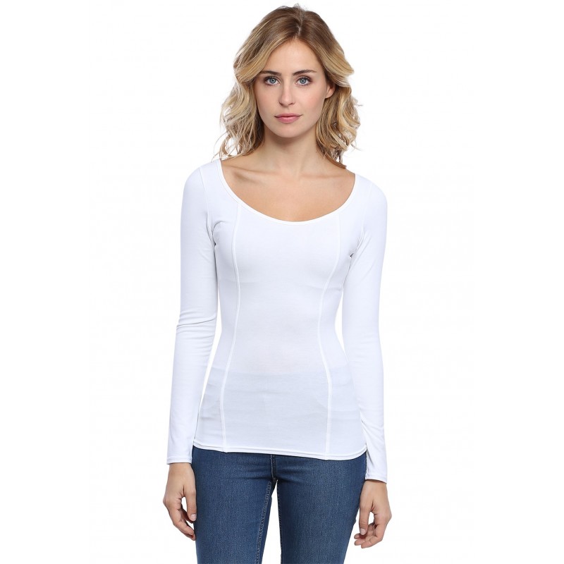 T-shirt avec surpiqures manches longues en modal CATE05 T-shirt avec surpiqures manches longues en modal CATE05