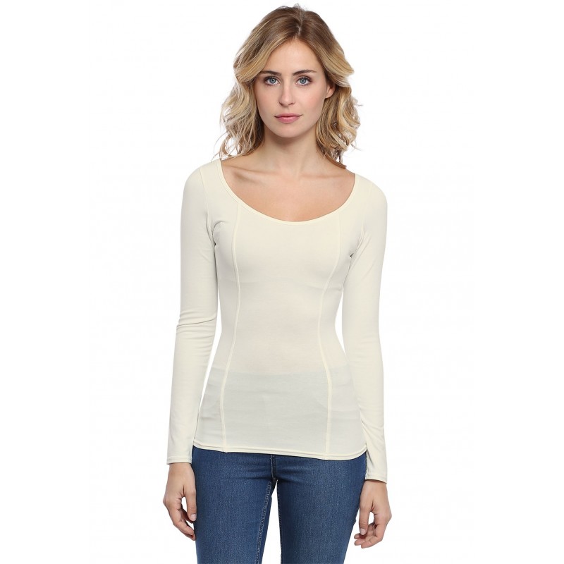 T-shirt avec surpiqures manches longues en modal CATE05 T-shirt avec surpiqures manches longues en modal CATE05