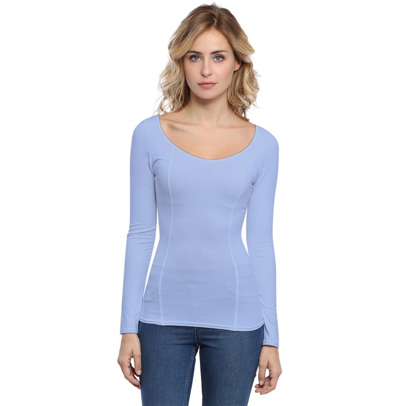 T-shirt avec surpiqures manches longues en modal CATE05 T-shirt avec surpiqures manches longues en modal CATE05