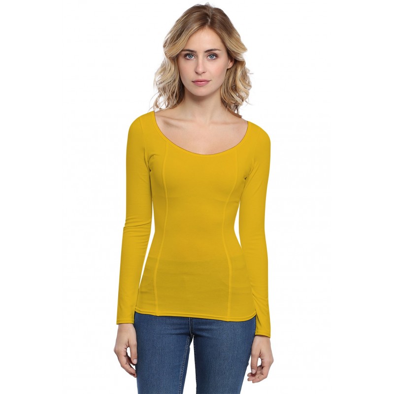 T-shirt avec surpiqures manches longues en modal CATE05 T-shirt avec surpiqures manches longues en modal CATE05