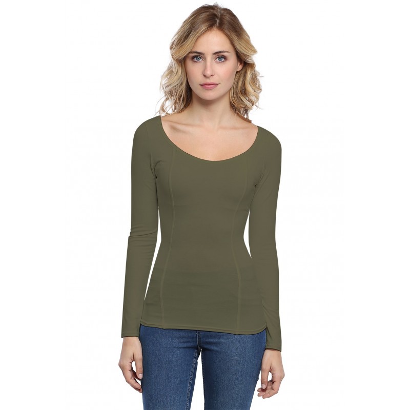 T-shirt avec surpiqures manches longues en modal CATE05 T-shirt avec surpiqures manches longues en modal CATE05
