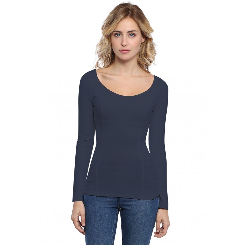 T-shirt avec surpiqures manches longues en modal CATE05 T-shirt avec surpiqures manches longues en modal CATE05
