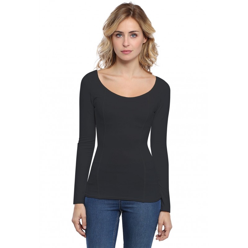 T-shirt avec surpiqures manches longues en modal CATE05 T-shirt avec surpiqures manches longues en modal CATE05
