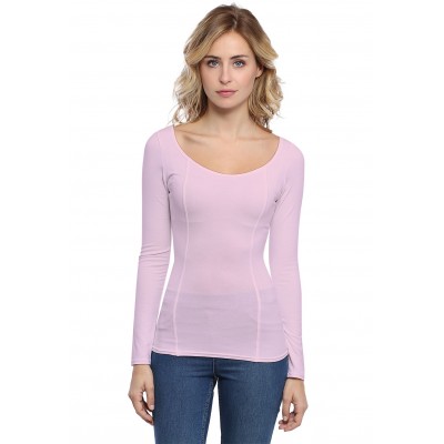 T-shirt avec surpiqures manches longues en modal CATE05