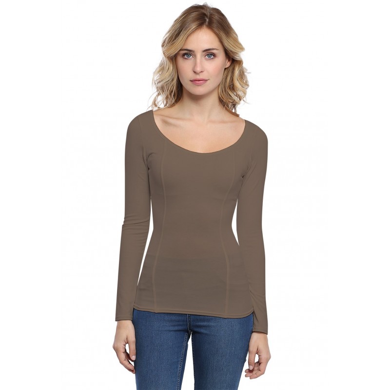 T-shirt avec surpiqures manches longues en modal CATE05 T-shirt avec surpiqures manches longues en modal CATE05