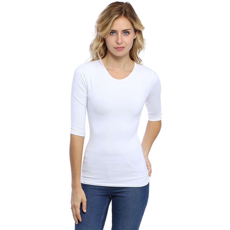 T-shirt ras du cou manches 3-4 en modal KATY04 T-shirt ras du cou manches 3-4 en modal KATY04