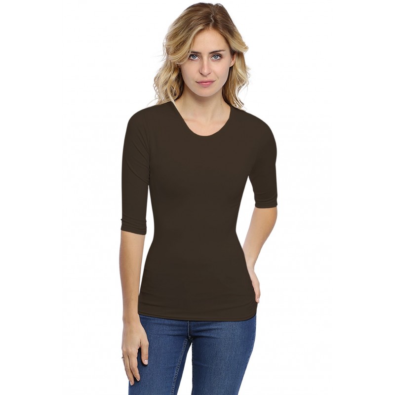 T-shirt ras du cou manches 3-4 en modal KATY04 T-shirt ras du cou manches 3-4 en modal KATY04